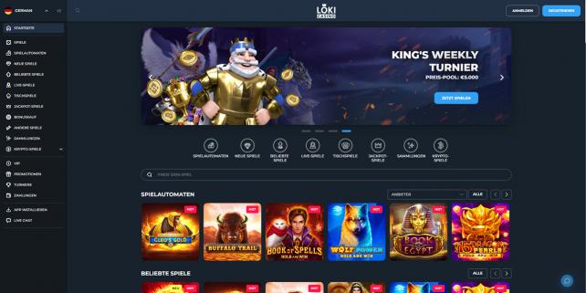 Loki Casino Homepage Desktop